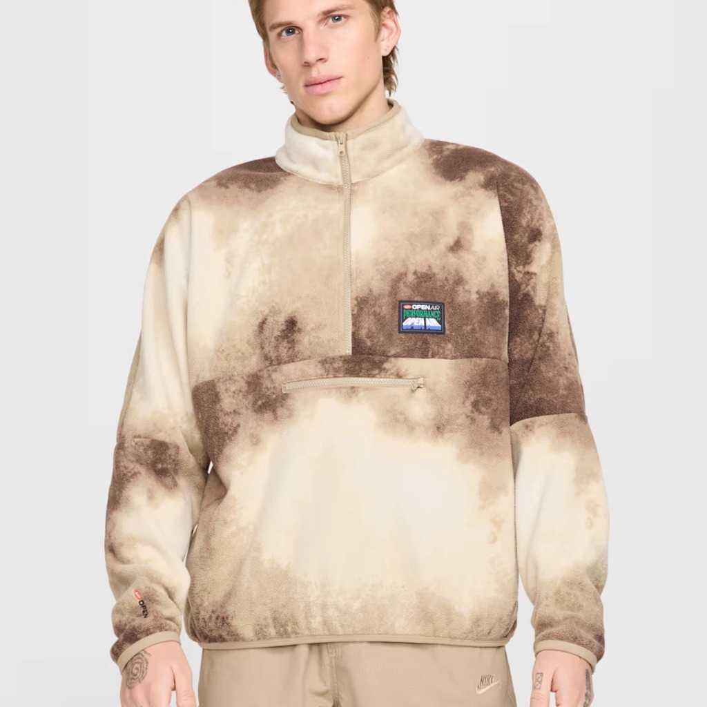 Nike Club Open Air Mens 1/2-Zip Pullover Long Sleeve Top Khaki Size M Hv4628-247